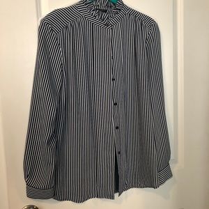 Navy and White Striped Ann Taylor Blouse